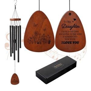To My Daughter Wooden Wind Chime with Heartfelt Message Gift